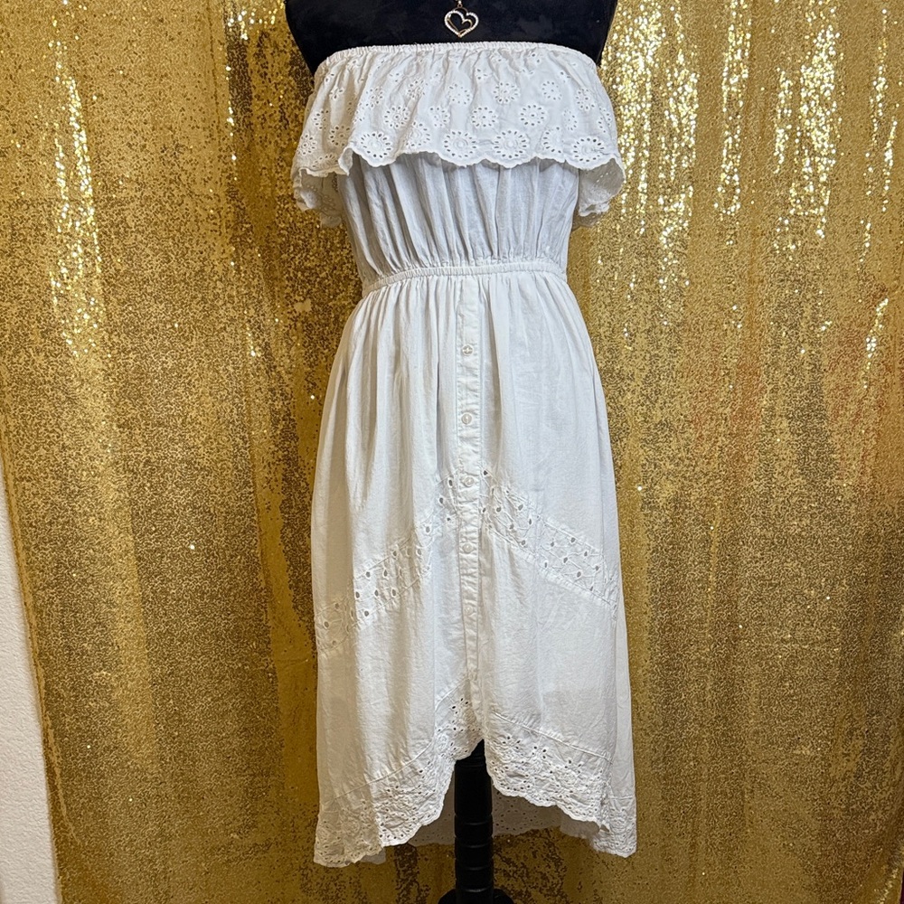 J GEE Strapless White Eyelet Dress 100% cotton